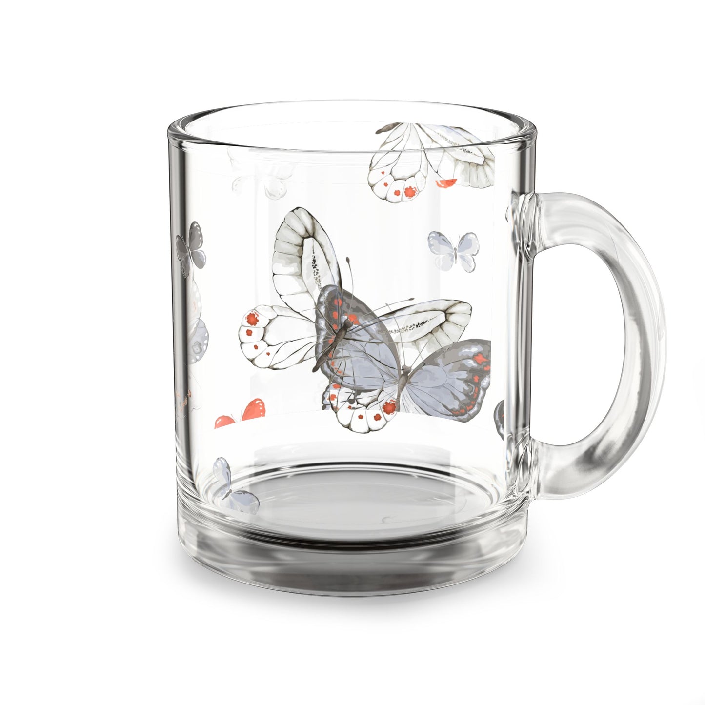 Butterfly Floral Glass Mug, 10oz - Perfect for Tea, Coffee Lovers, Gifts, Mother's Day, Spring Decor