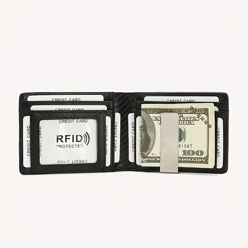 Minimalist Anti-theft RFID Carbon Fiber Men's Dollar Card Holder Portable Ultra-thin Multi-card Slot Wallet Card Holder Business Multi-function Card Holder Card Holder Integrated Wallet