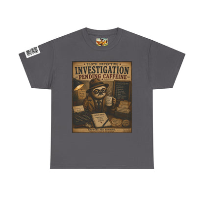 Investigation Pending Caffeine T‑Shirt — Sloth Detective Vintage Coffee Tee by Olga Foreign