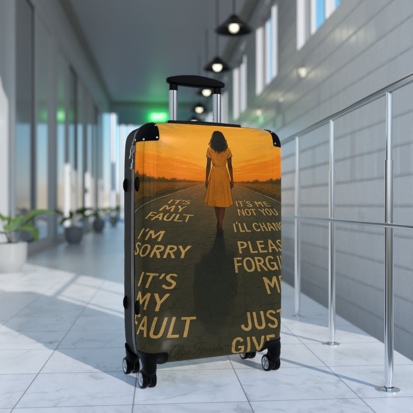 "Goodbye" by Olga Foreign suitcases. Perfect for leaving that situation behind.