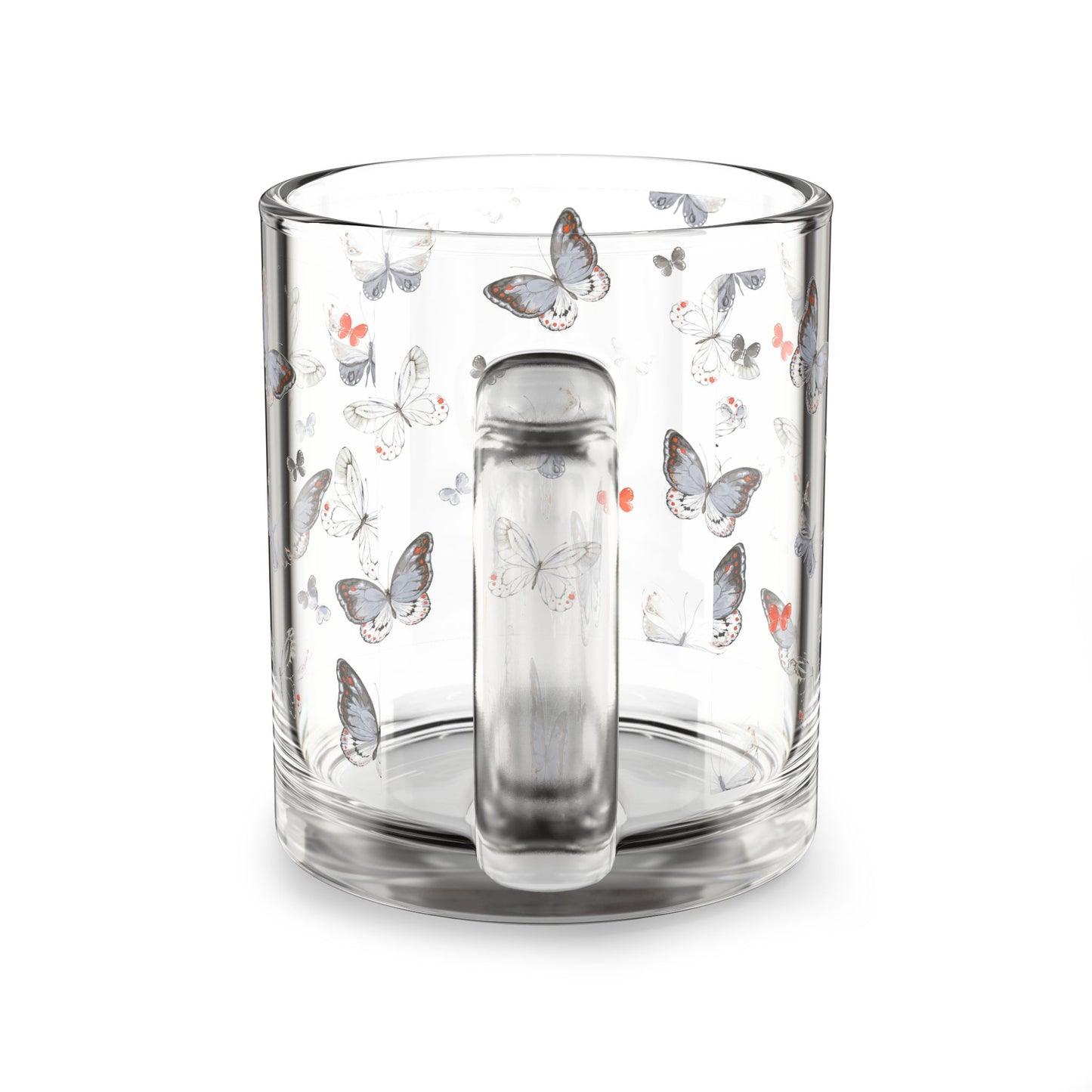 Butterfly Pattern Glass Mug - 10oz Nature Inspired Drinkware