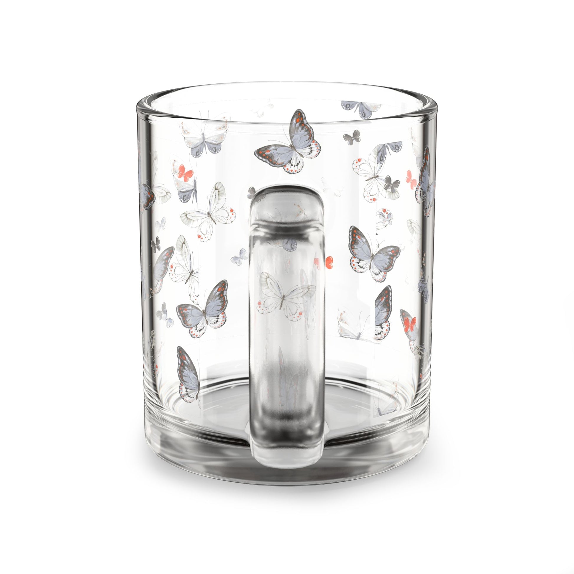 Butterfly Pattern Glass Mug - 10oz Nature Inspired Drinkware