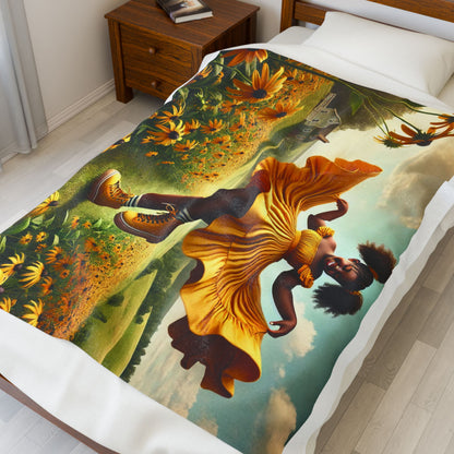 Joyfully Wrapped. By Olga Foreign. Sunflower Velveteen Plush Blanket - Cozy Home Decor for Kids