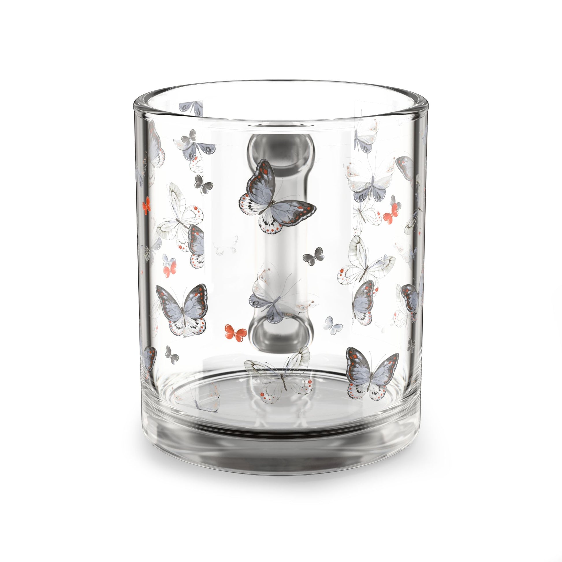 Butterfly Pattern Glass Mug - 10oz Nature Inspired Drinkware
