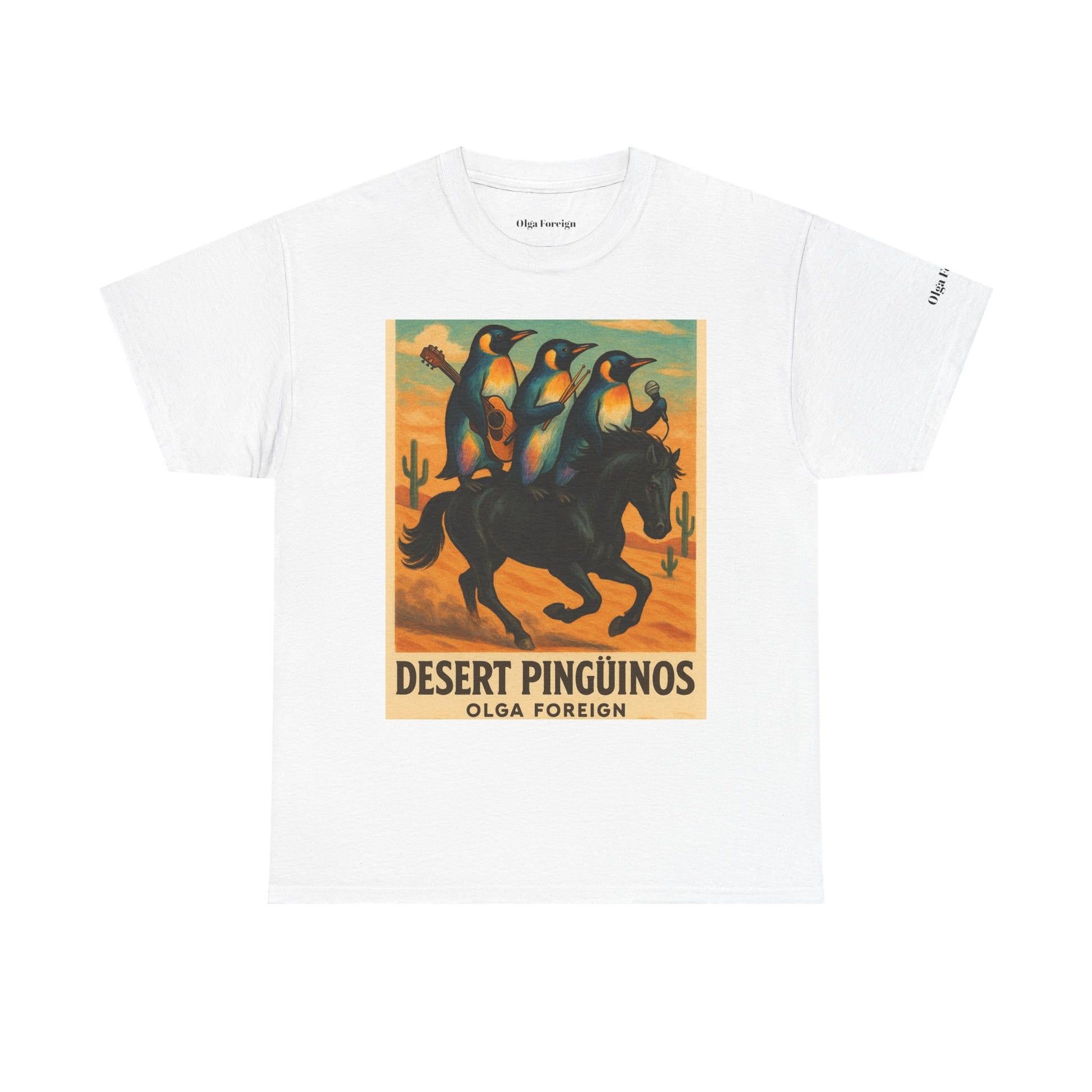 Desert Pinguinos Unisex Heavy Cotton Tee | Fun Graphic Shirt, Casual Wear, Gifts for Penguin Lovers, Summer Fashion, Unique Tees
