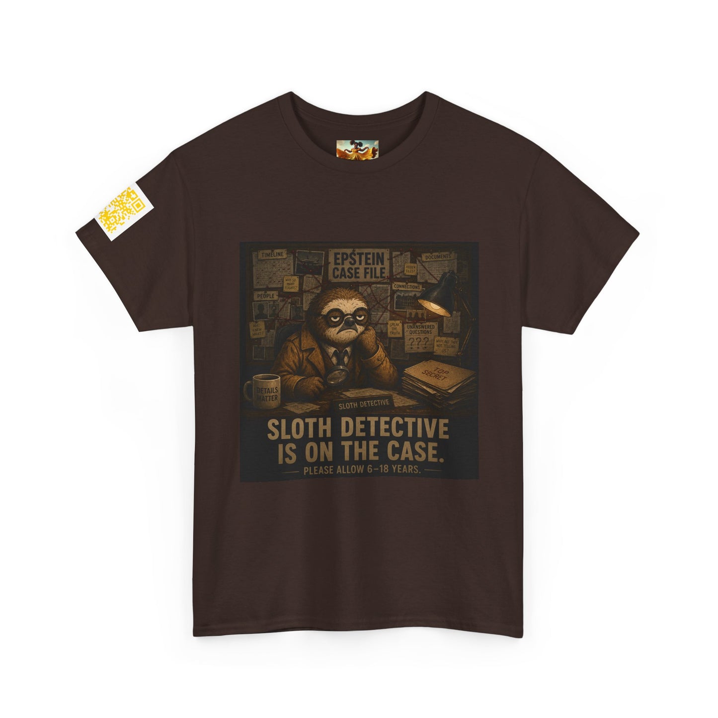 Sloth Detective Tee — "Sloth Detective Is On The Case" By Olga Foreign, Vintage Mystery Shirt