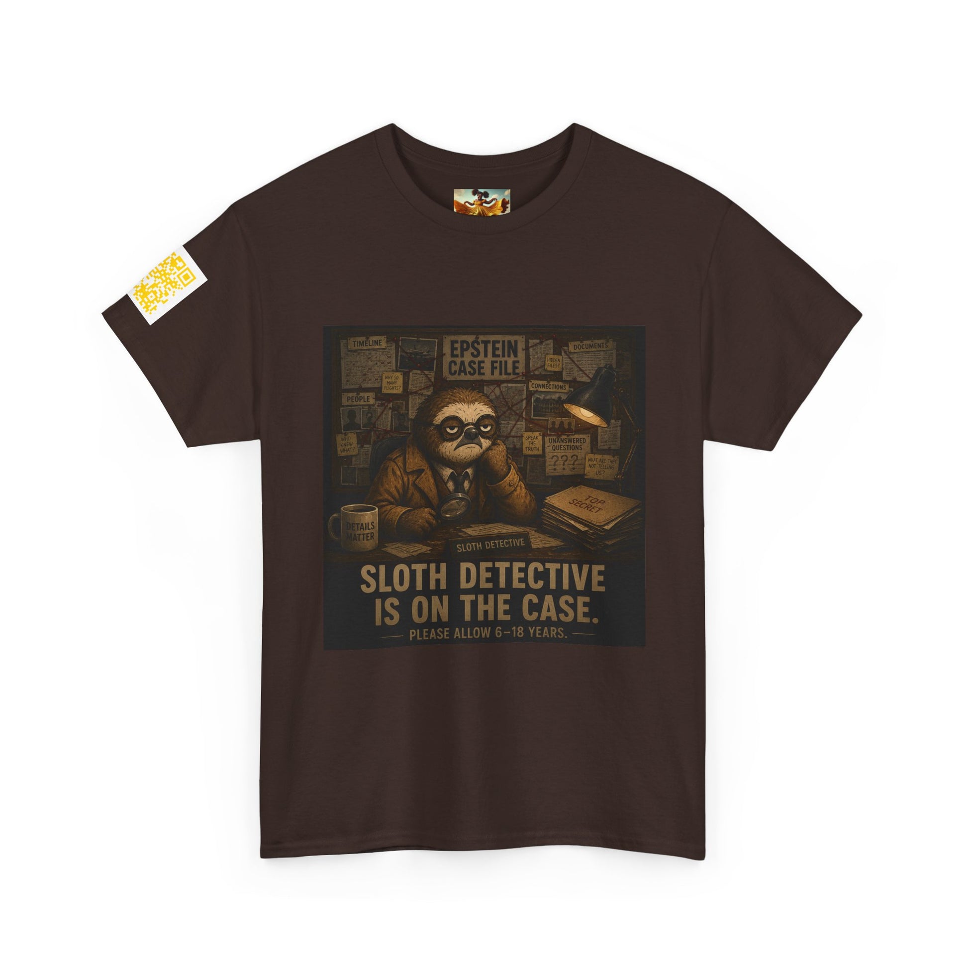 Sloth Detective Tee — "Sloth Detective Is On The Case" By Olga Foreign, Vintage Mystery Shirt