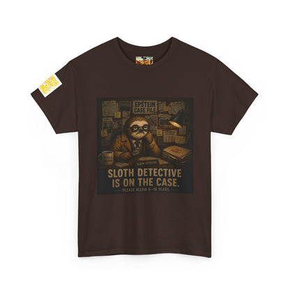 Sloth Detective Tee — "Sloth Detective Is On The Case" By Olga Foreign, Vintage Mystery Shirt