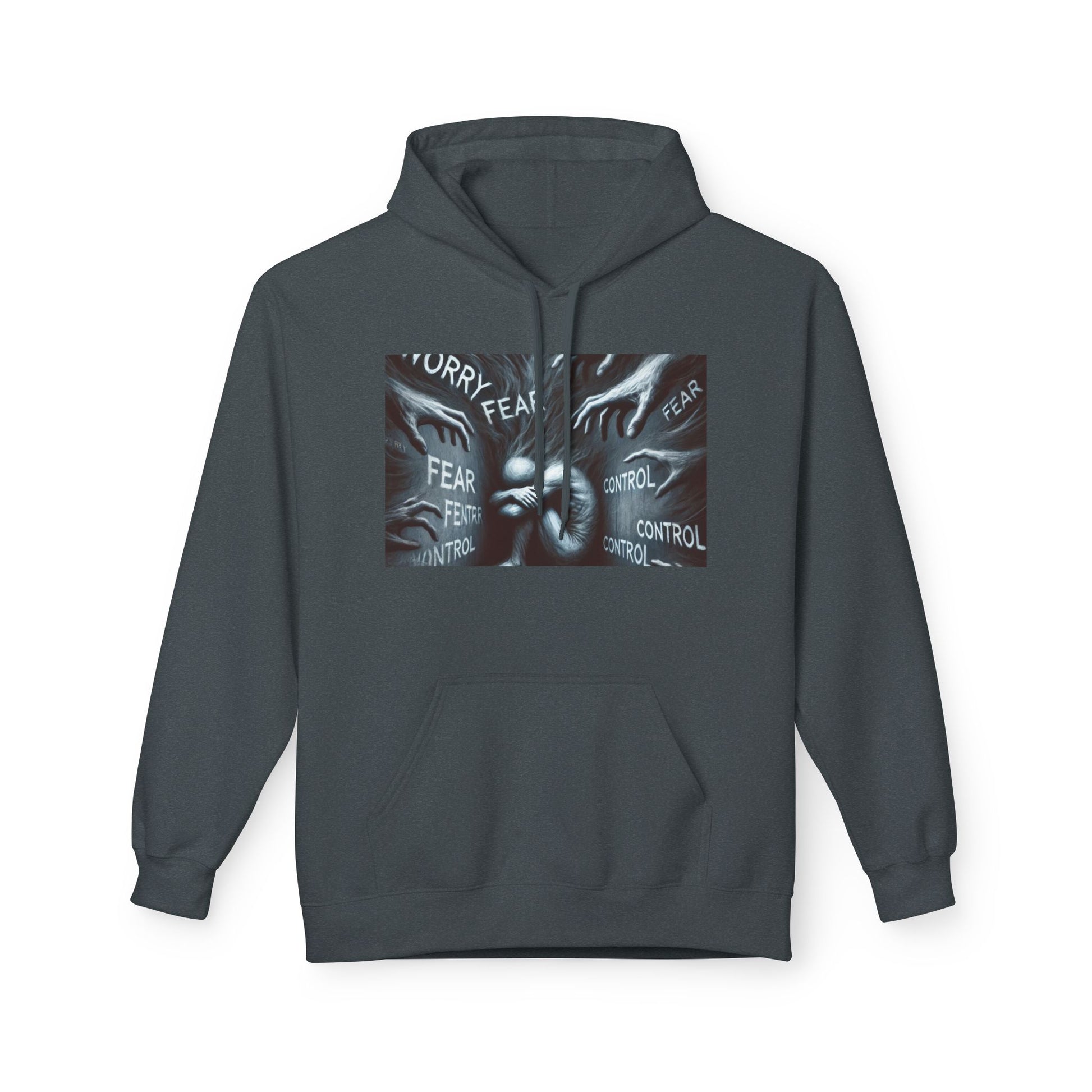 "Worry, Worries Me" by Olga Foreign. Inspirational Fear Control Hoodie - Unisex Midweight Softstyle Fleece