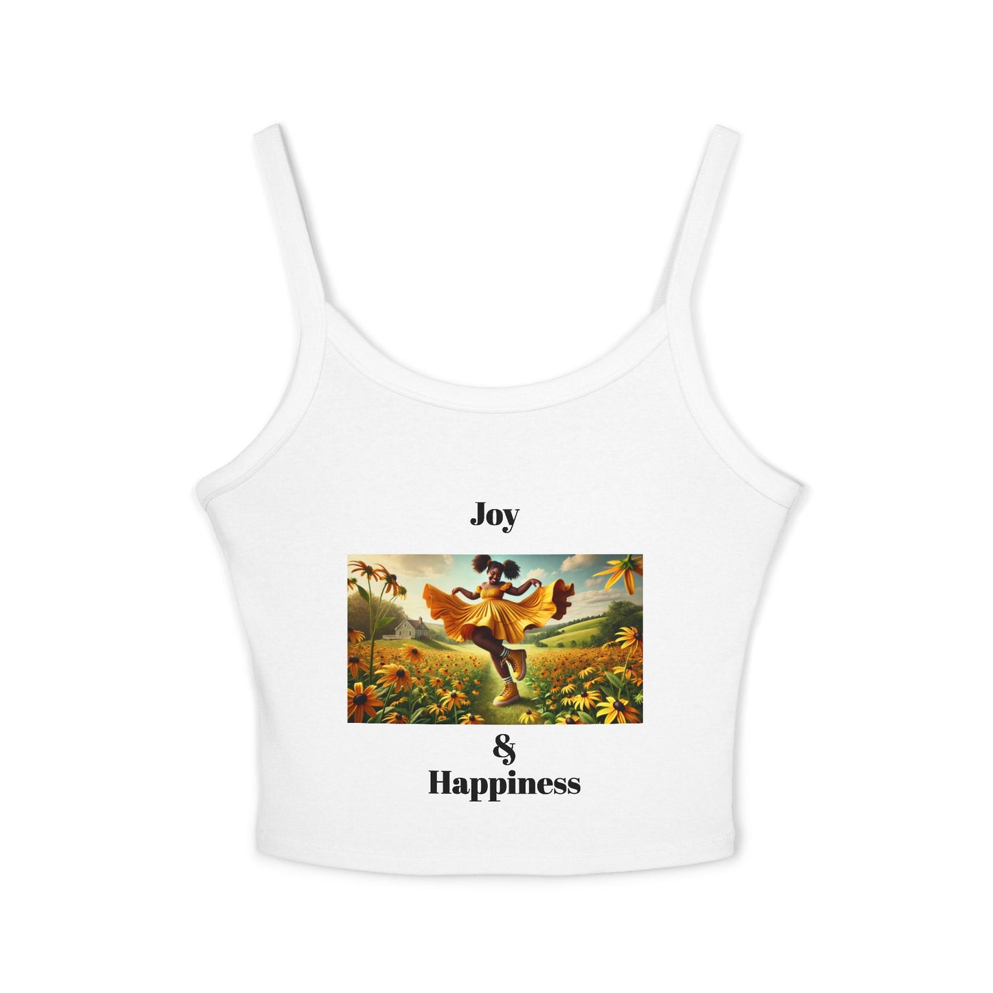 Joy & Happiness Olga Foreign's graphic design Women's Spaghetti Strap Tank Top - Perfect for Summer Vibes and Celebrations