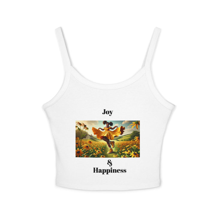 Joy & Happiness Olga Foreign's graphic design Women's Spaghetti Strap Tank Top - Perfect for Summer Vibes and Celebrations