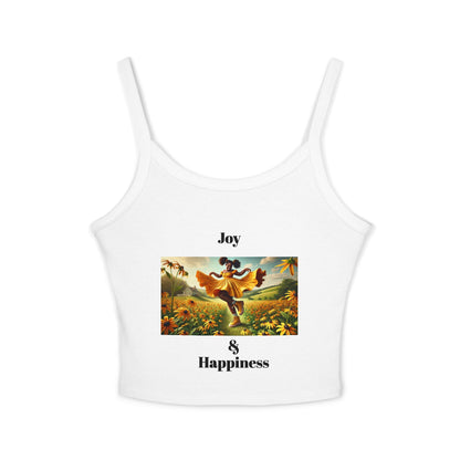 Joy & Happiness Olga Foreign's graphic design Women's Spaghetti Strap Tank Top - Perfect for Summer Vibes and Celebrations