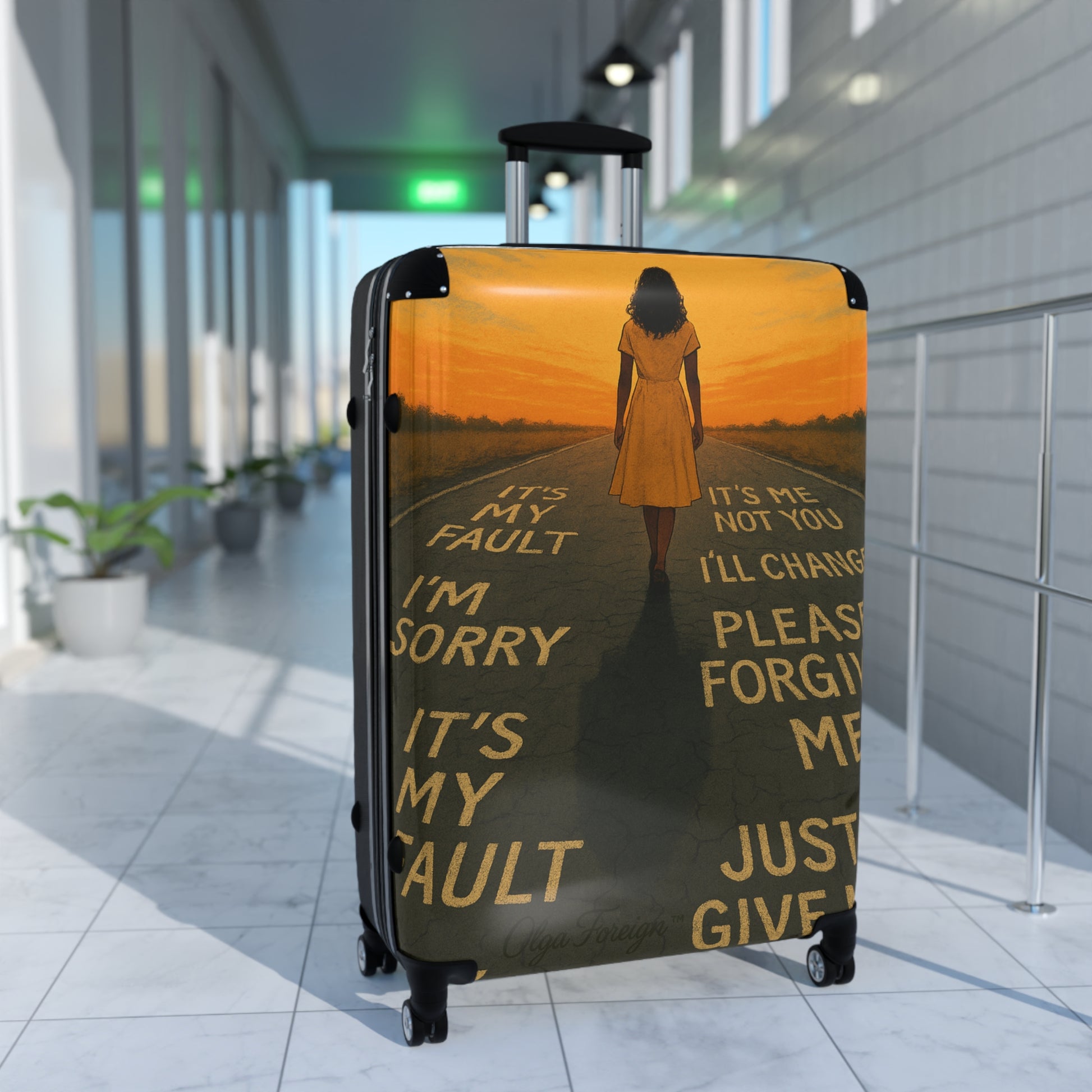 "Goodbye" by Olga Foreign suitcases. Perfect for leaving that situation behind.
