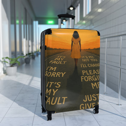 "Goodbye" by Olga Foreign suitcases. Perfect for leaving that situation behind.