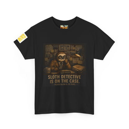 Sloth Detective Tee — "Sloth Detective Is On The Case" By Olga Foreign, Vintage Mystery Shirt