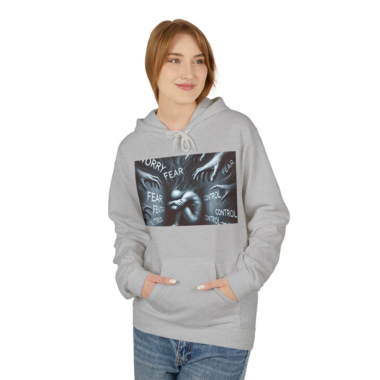 "Worry, Worries Me" by Olga Foreign. Inspirational Fear Control Hoodie - Unisex Midweight Softstyle Fleece
