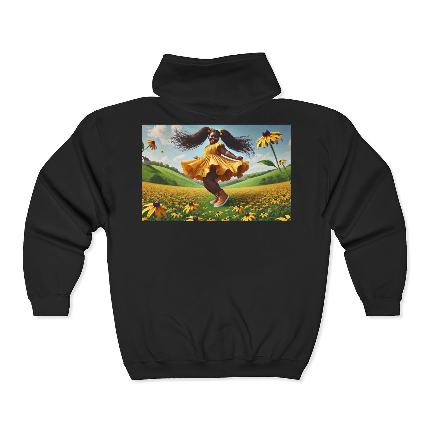 Olga Foreign design Joyous Black Full Zip Hoodie - Celebrate Happiness with Artful Design based on the poem "I did Me'