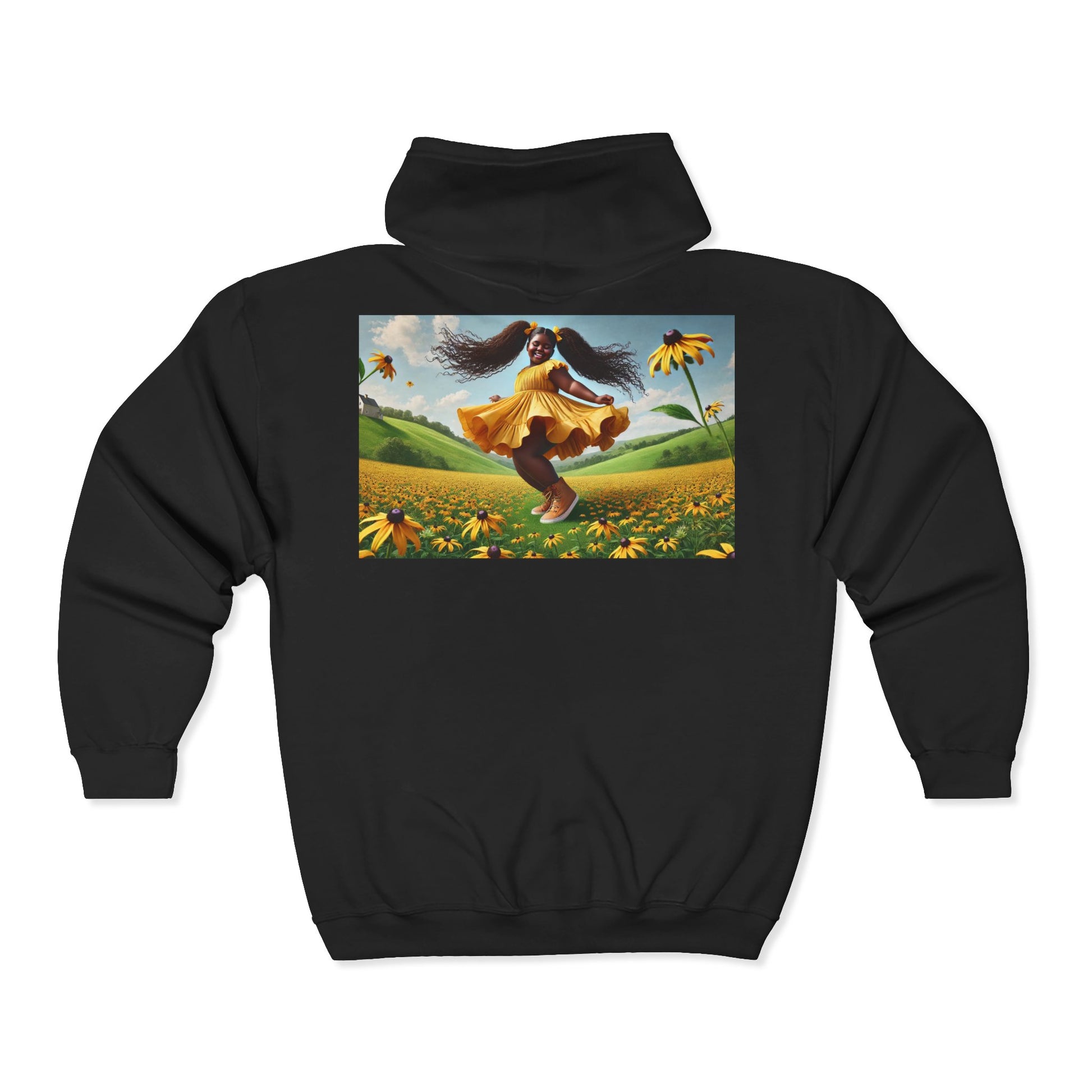 Olga Foreign design Joyous Black Full Zip Hoodie - Celebrate Happiness with Artful Design based on the poem "I did Me'