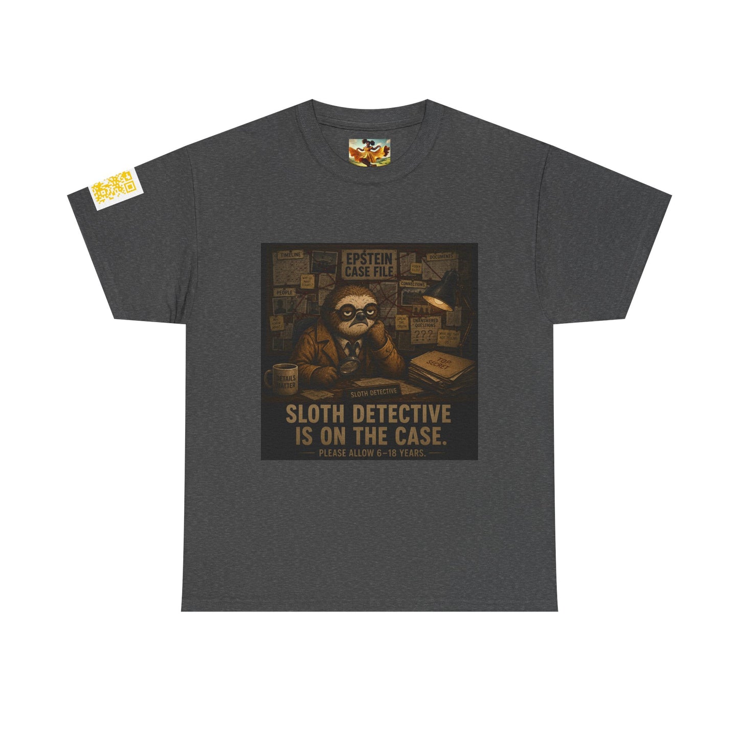 Sloth Detective Tee — "Sloth Detective Is On The Case" By Olga Foreign, Vintage Mystery Shirt
