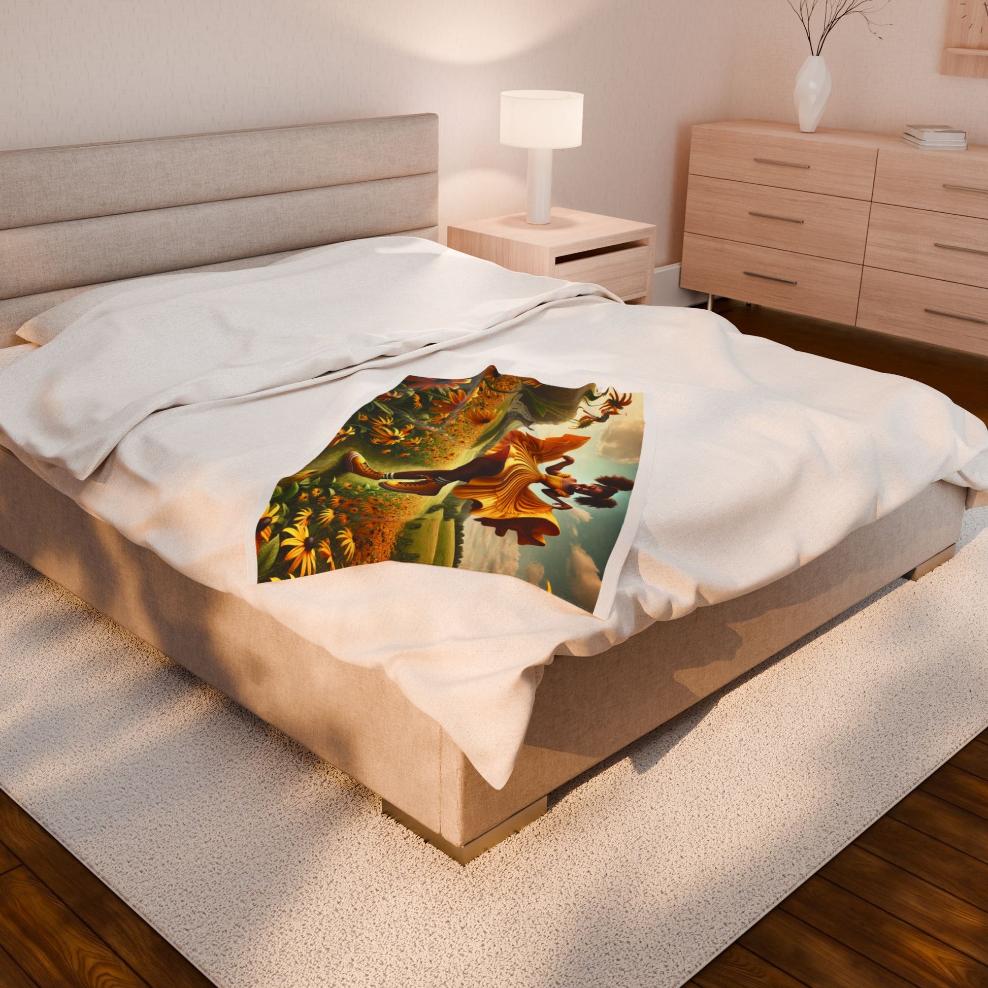 Joyfully Wrapped. By Olga Foreign. Sunflower Velveteen Plush Blanket - Cozy Home Decor for Kids