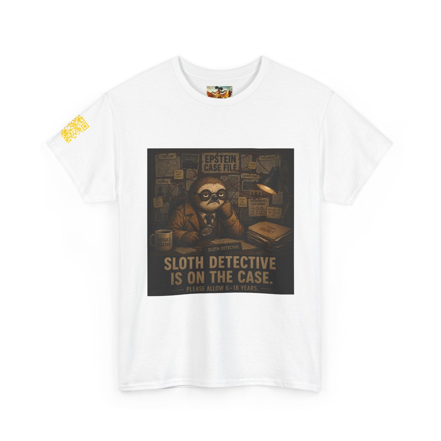 Sloth Detective Tee — "Sloth Detective Is On The Case" By Olga Foreign, Vintage Mystery Shirt