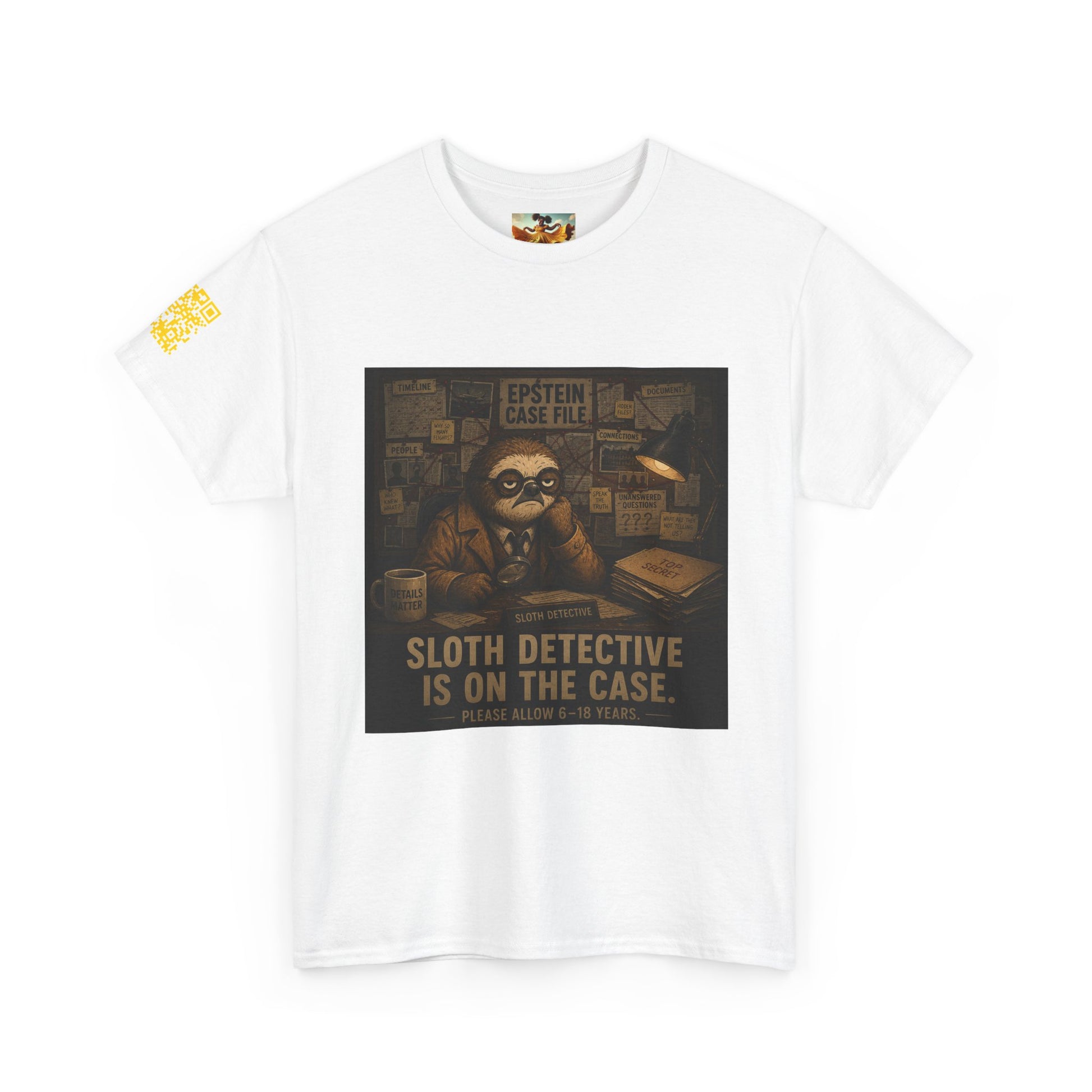 Sloth Detective Tee — "Sloth Detective Is On The Case" By Olga Foreign, Vintage Mystery Shirt