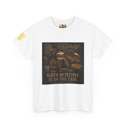 Sloth Detective Tee — "Sloth Detective Is On The Case" By Olga Foreign, Vintage Mystery Shirt