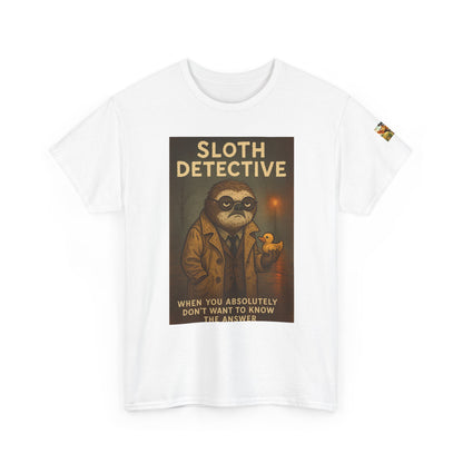 Sloth Detective Tee - Funny Unisex Heavy Cotton T-Shirt, Sloth Lover Gift, Cute Detective Shirt, Humor Apparel, Fun Fashion