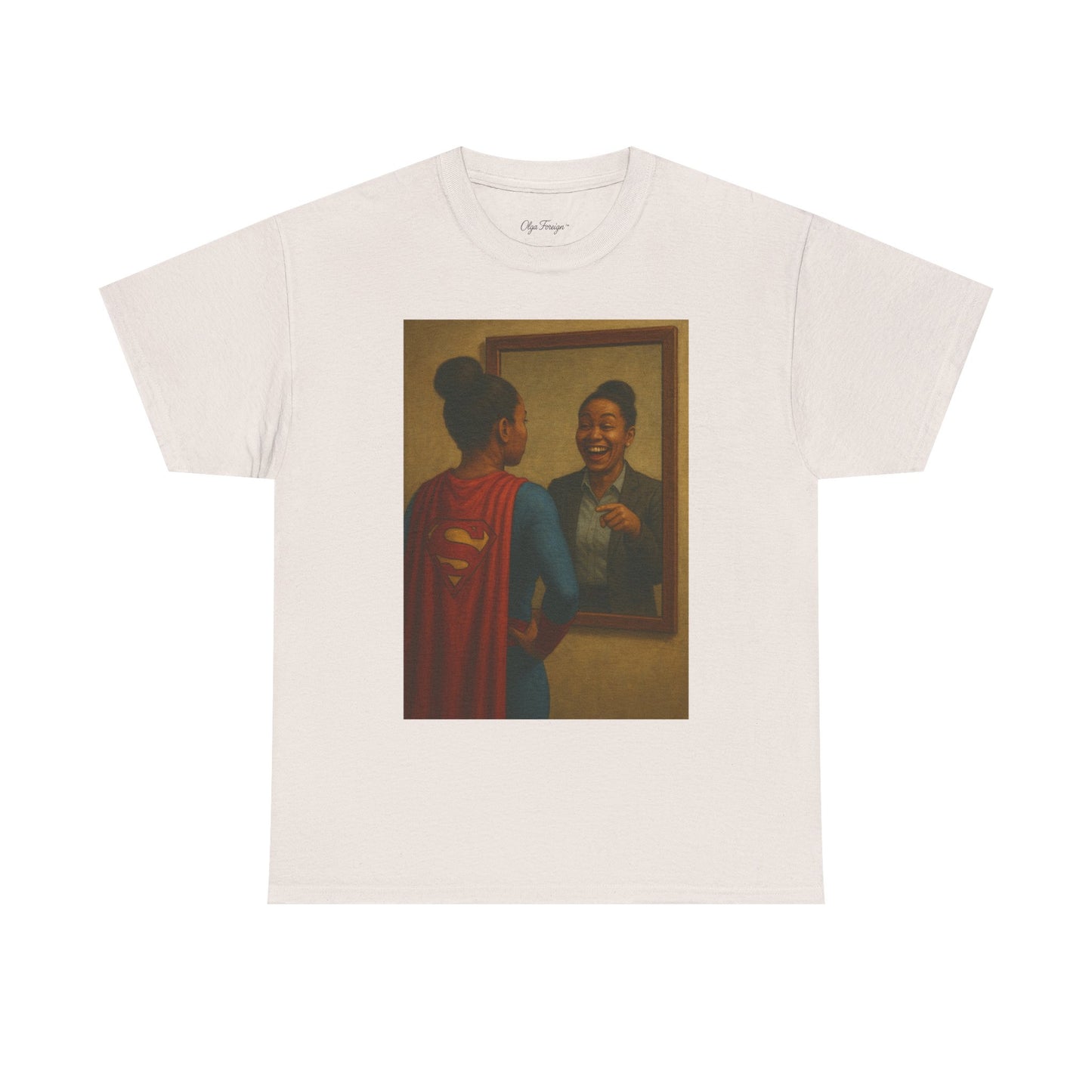 "Hero" by Olga Foreign Empowerment Superhero Tee - Unisex Heavy Cotton Tee for Inspirational Moments