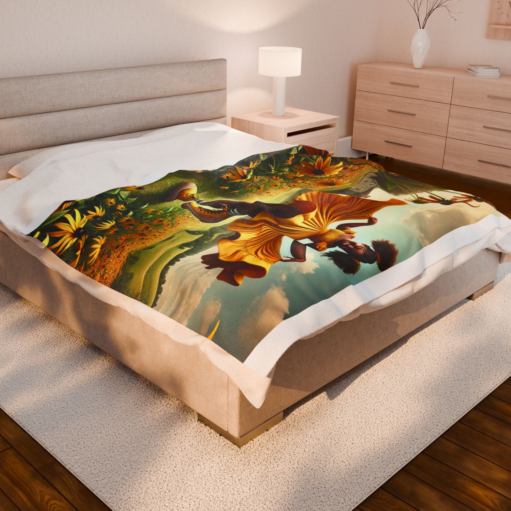 Joyfully Wrapped. By Olga Foreign. Sunflower Velveteen Plush Blanket - Cozy Home Decor for Kids