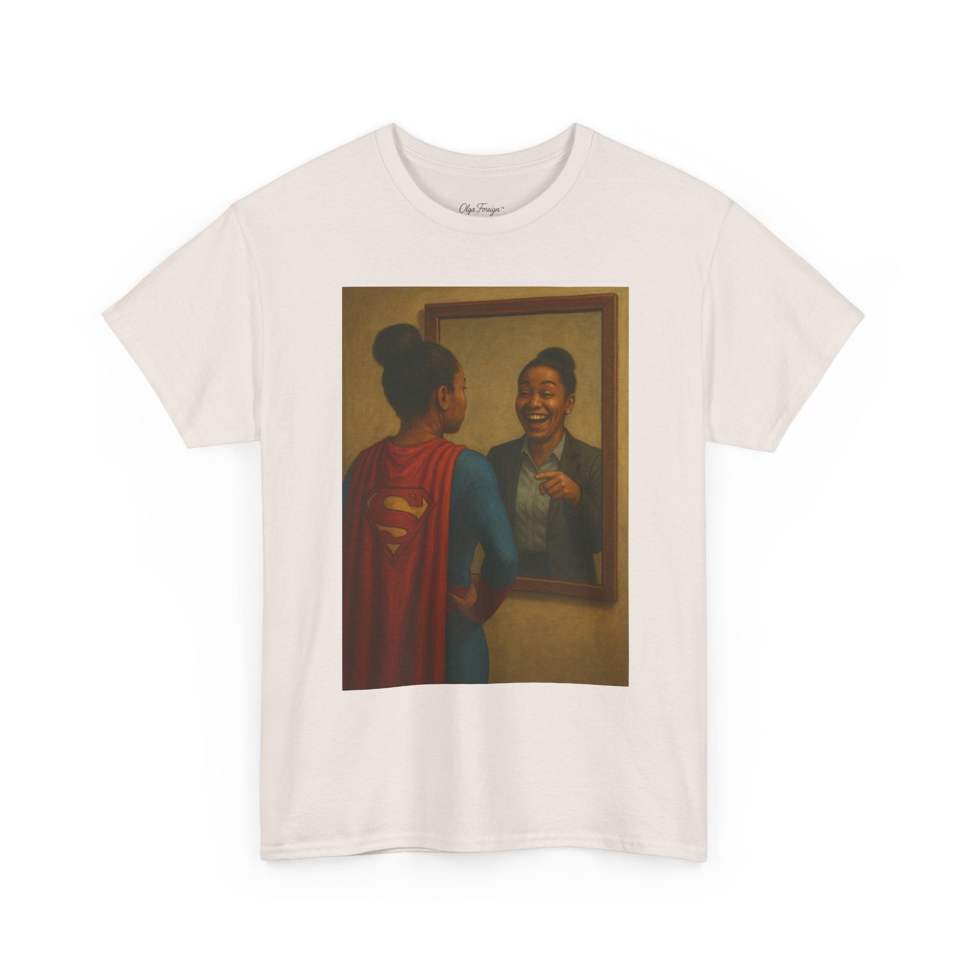 "Hero" by Olga Foreign Empowerment Superhero Tee - Unisex Heavy Cotton Tee for Inspirational Moments