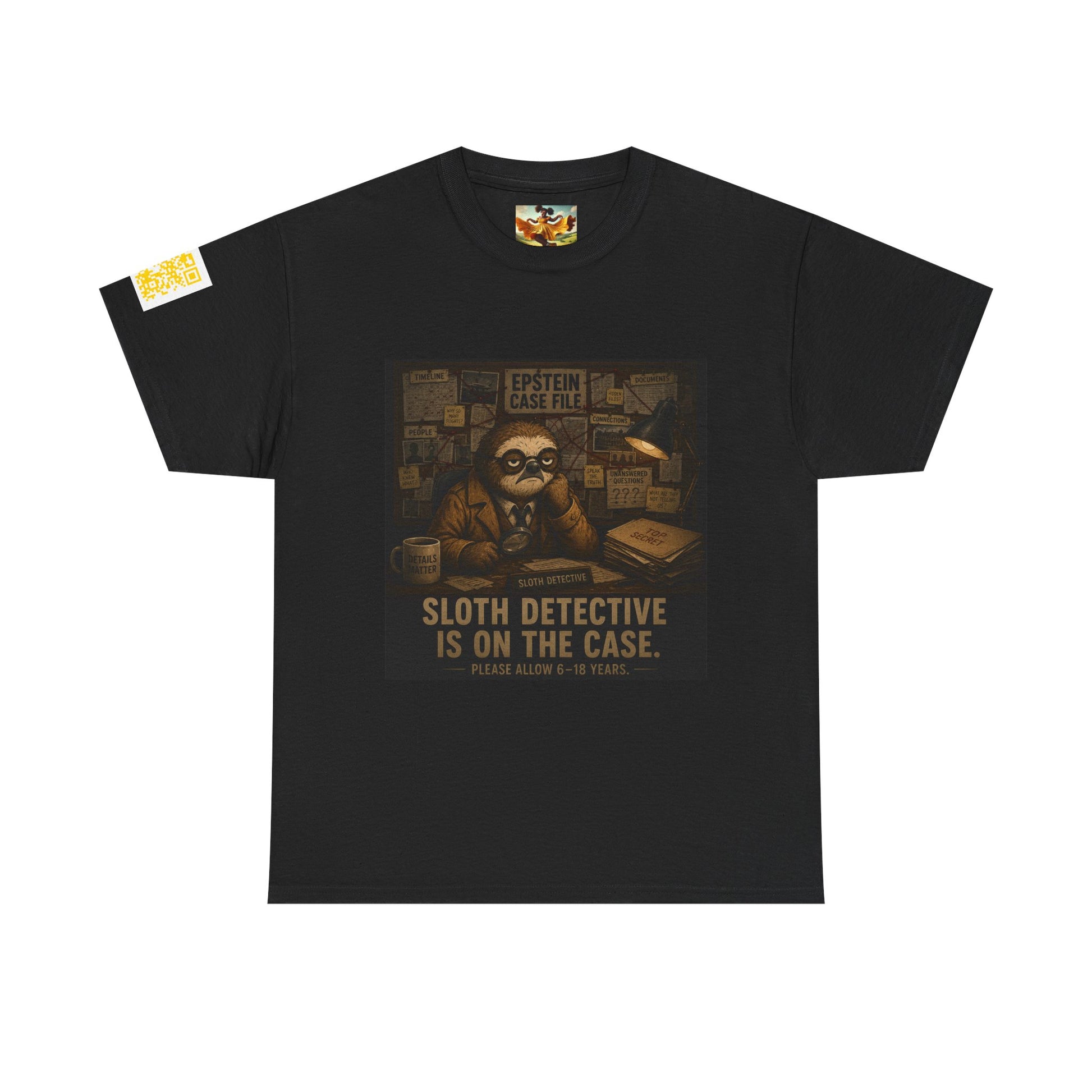 Sloth Detective Tee — "Sloth Detective Is On The Case" By Olga Foreign, Vintage Mystery Shirt