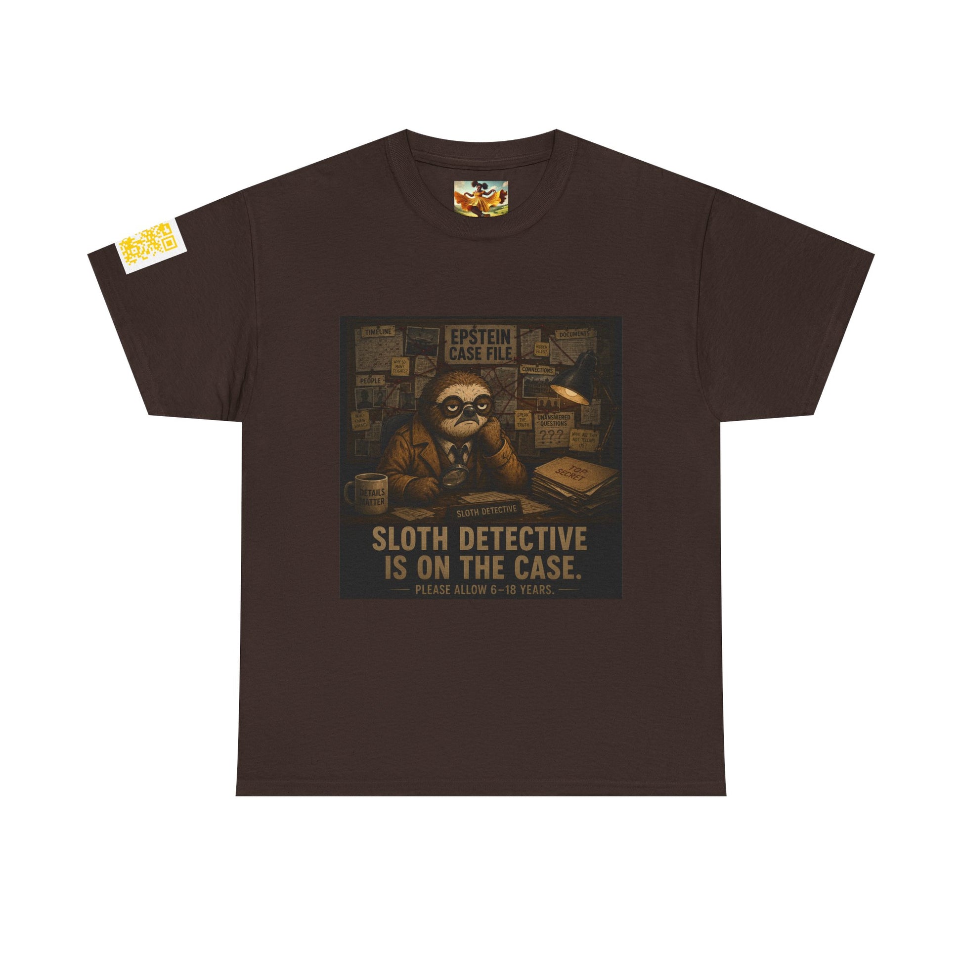 Sloth Detective Tee — "Sloth Detective Is On The Case" By Olga Foreign, Vintage Mystery Shirt