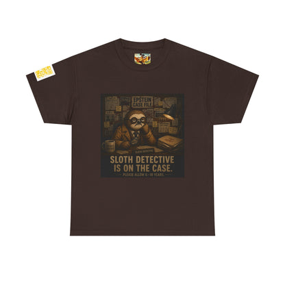 Sloth Detective Tee — "Sloth Detective Is On The Case" By Olga Foreign, Vintage Mystery Shirt