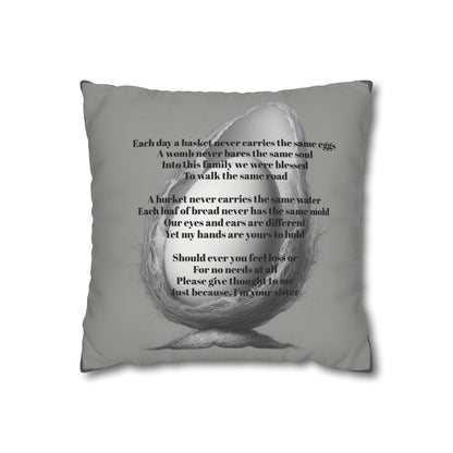 "Siblings" by Olga Foreign. Inspirational Poetry Pillowcase design - Based on her poem from her book "And Then Thoughts"