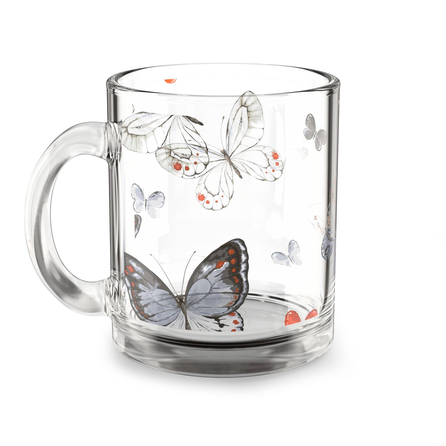 Butterfly Floral Glass Mug, 10oz - Perfect for Tea, Coffee Lovers, Gifts, Mother's Day, Spring Decor