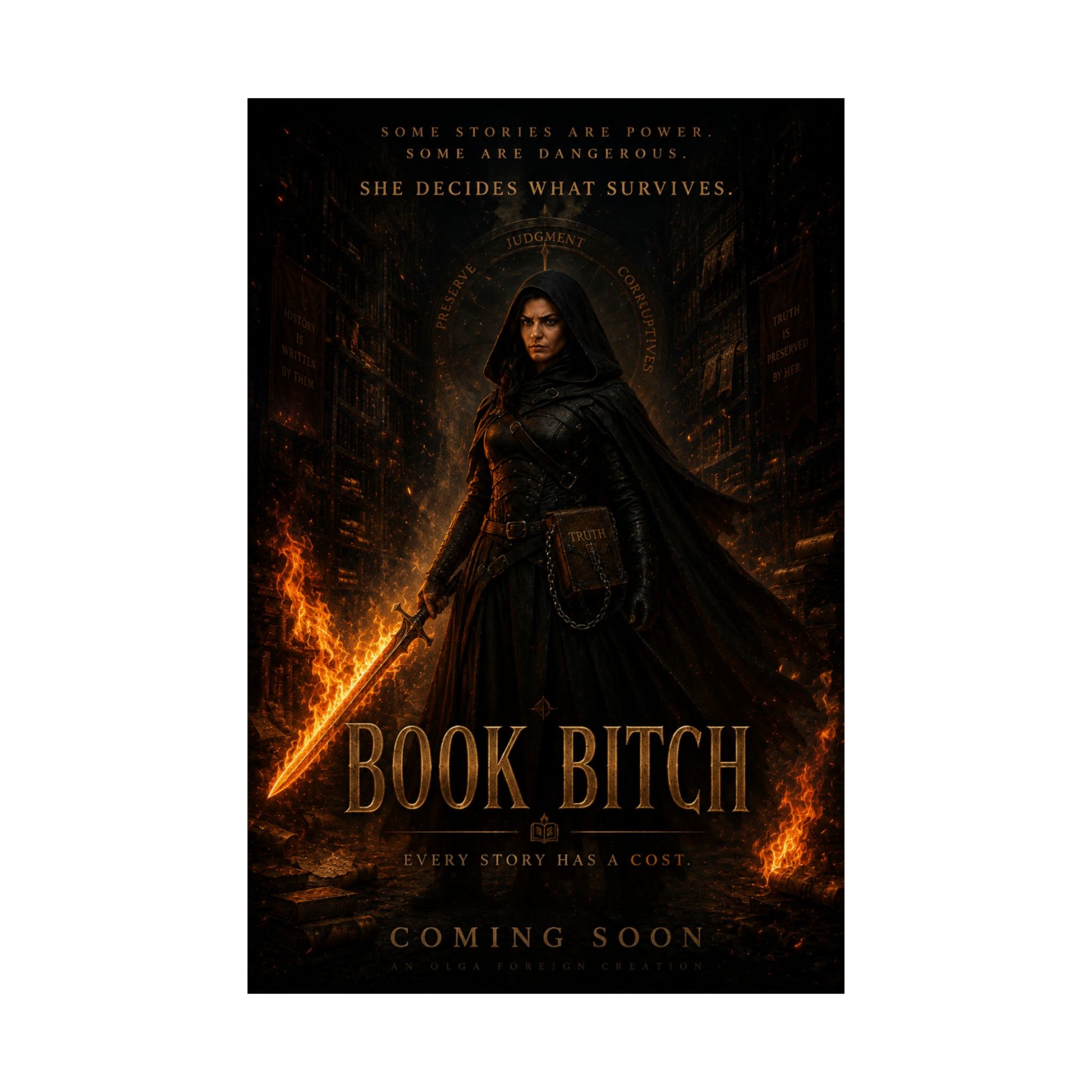 Book Bitch Poster — Dark Fantasy Heroine