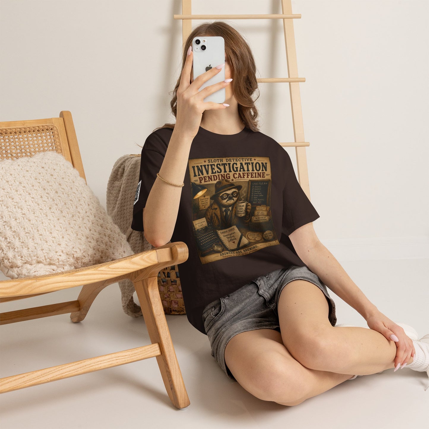 Investigation Pending Caffeine T‑Shirt — Sloth Detective Vintage Coffee Tee by Olga Foreign