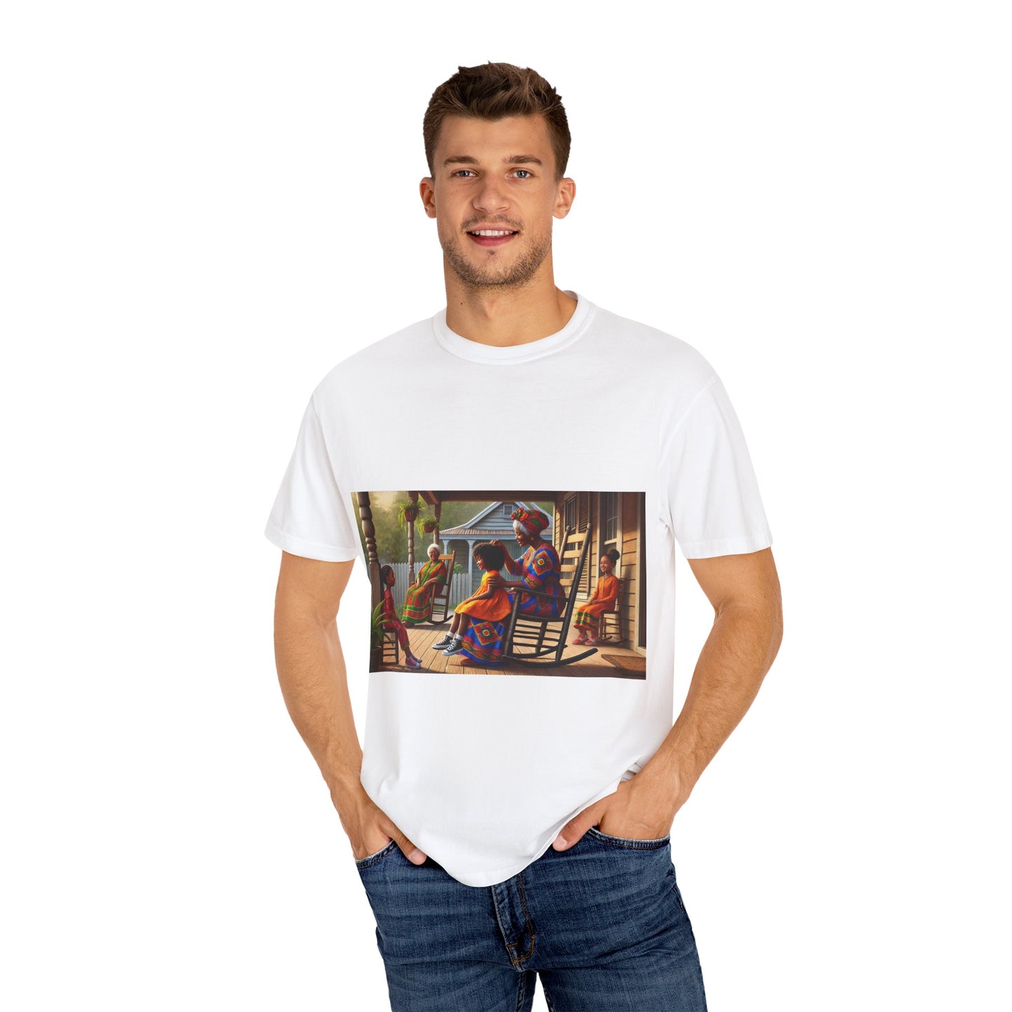 Olga Foreign Design Artistic Unisex Garment-Dyed T-Shirt - Vibrant Culture Design