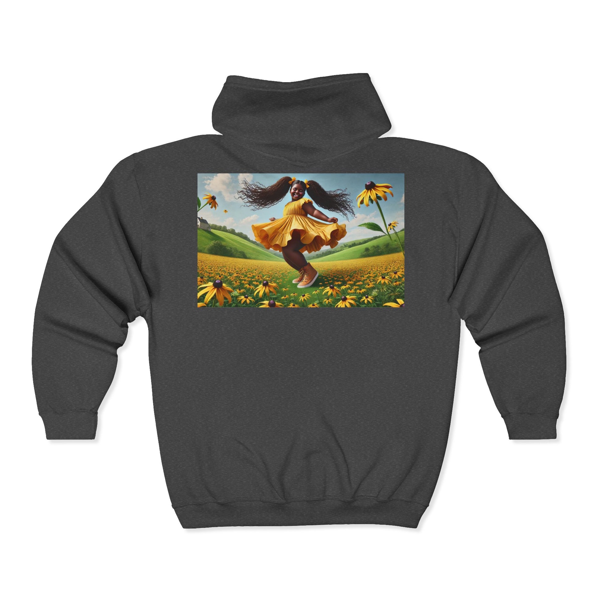 Olga Foreign design Joyous Black Full Zip Hoodie - Celebrate Happiness with Artful Design based on the poem "I did Me'