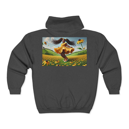 Olga Foreign design Joyous Black Full Zip Hoodie - Celebrate Happiness with Artful Design based on the poem "I did Me'