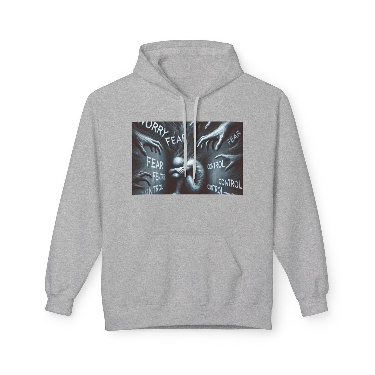 "Worry, Worries Me" by Olga Foreign. Inspirational Fear Control Hoodie - Unisex Midweight Softstyle Fleece