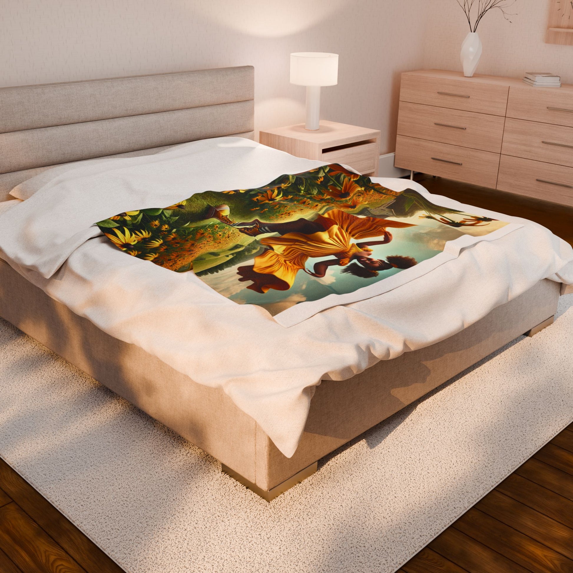 Joyfully Wrapped. By Olga Foreign. Sunflower Velveteen Plush Blanket - Cozy Home Decor for Kids