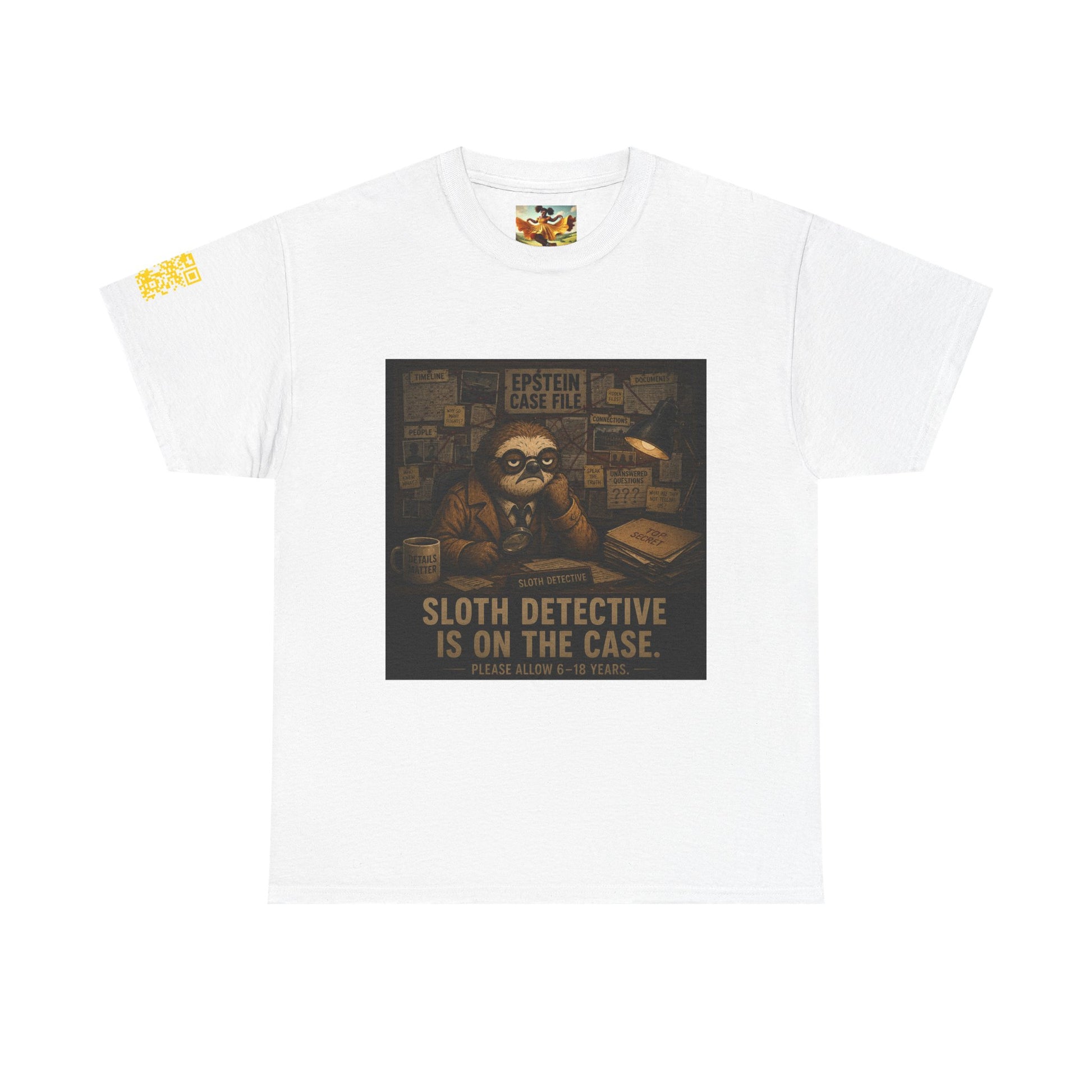 Sloth Detective Tee — "Sloth Detective Is On The Case" By Olga Foreign, Vintage Mystery Shirt