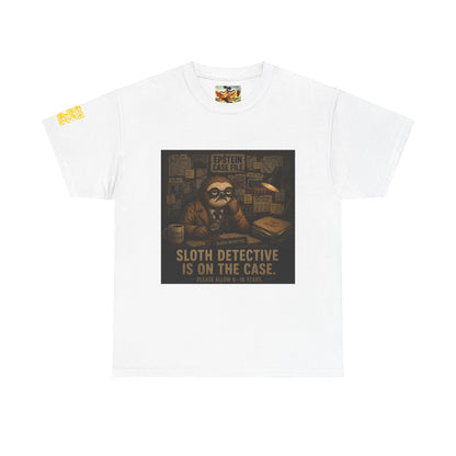 Sloth Detective Tee — "Sloth Detective Is On The Case" By Olga Foreign, Vintage Mystery Shirt