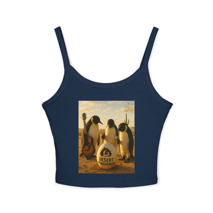 Desert Penguins Play It Loud. By Olga Foreign. Spaghetti Strap Tank Top, Summer Tank, Graphic Tee, Beachwear, Cute Casual Top, Vacation Outfit