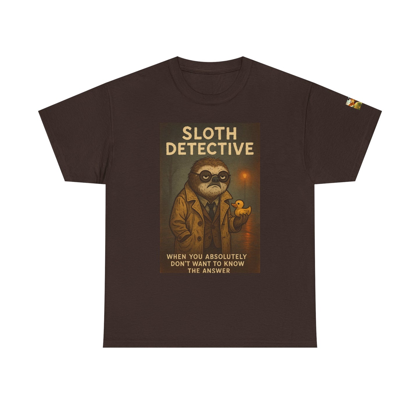 "I don't Want to Know" Sloth Detective Tee - Funny Unisex Heavy Cotton T-Shirt, Sloth Lover Gift, Cute Detective Shirt, Humor Apparel, Fun Fashion