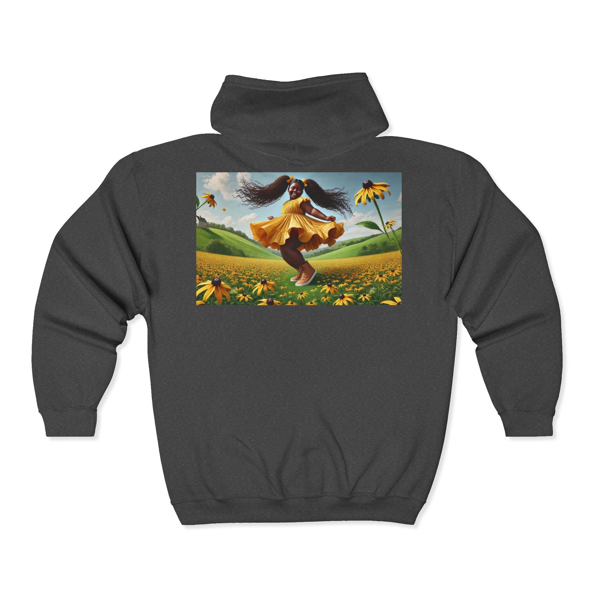 Olga Foreign design Joyous Black Full Zip Hoodie - Celebrate Happiness with Artful Design based on the poem "I did Me'