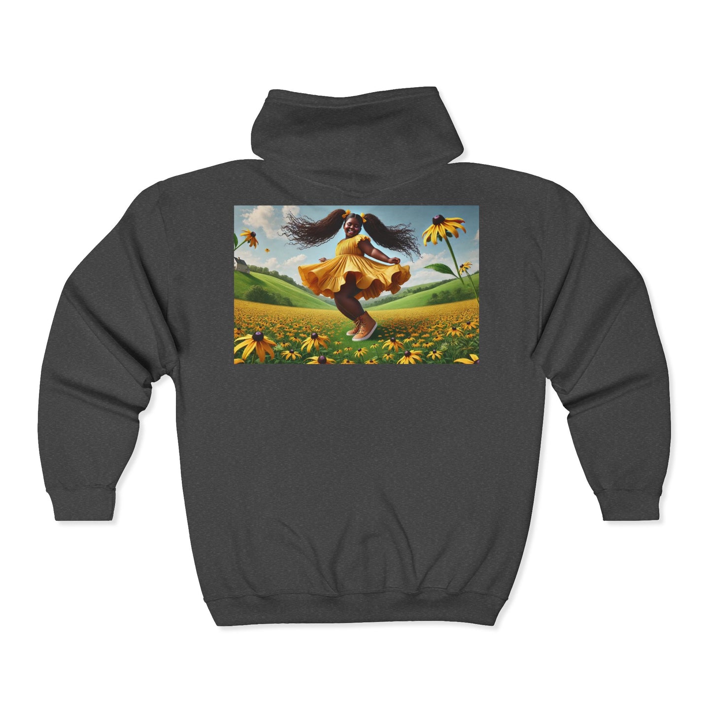 Olga Foreign design Joyous Black Full Zip Hoodie - Celebrate Happiness with Artful Design based on the poem "I did Me'