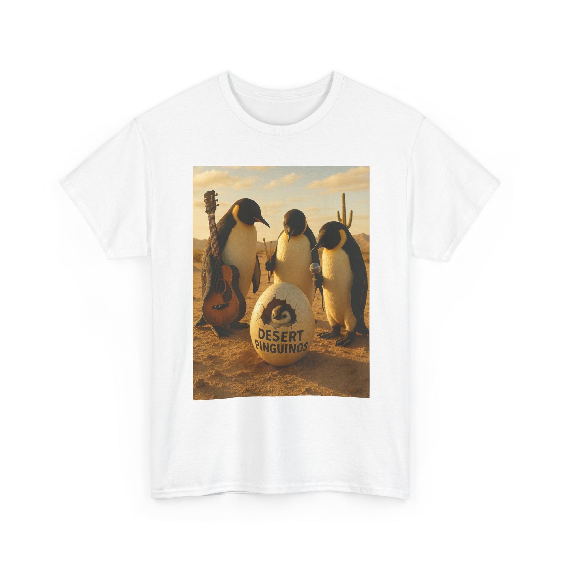 Desert Pinguinos Unisex Heavy Cotton Tee - Fun & Quirky Penguin Graphic Tee for Music Lovers
